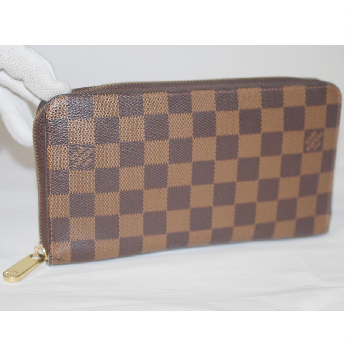 【中古】本物人並み外れたに好いたらしいL/Vダミエ柄の長紙入れジッピーオーガナイザーN60003 大きさW21H12D2,5糎 ○C16-132
