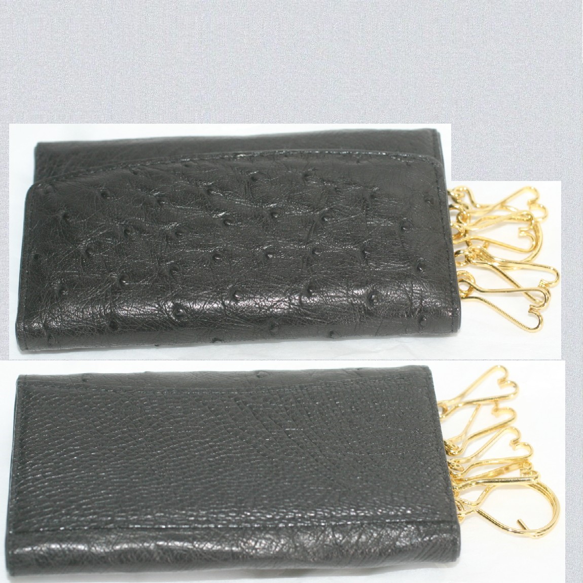 【中古】本物好いたらしい成人男性用まっ黒い鴕鳥原料品5連仄めかし入れもの 大いさW6H11糎 251121-3 キーケース-財布・ケース-バッグ・小物・ブランド雑貨