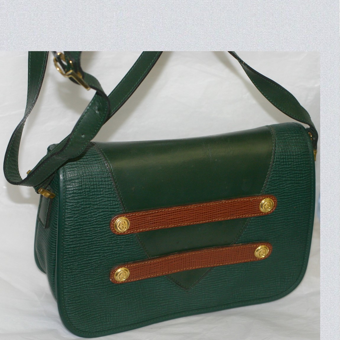 極美品　PHILIPPE CHARRIOL　ボストンバッグ　レザー　グリーン　鍵 極美品 PHILIPPE CHARRIOL ボストンバッグ レザー グリーン 鍵