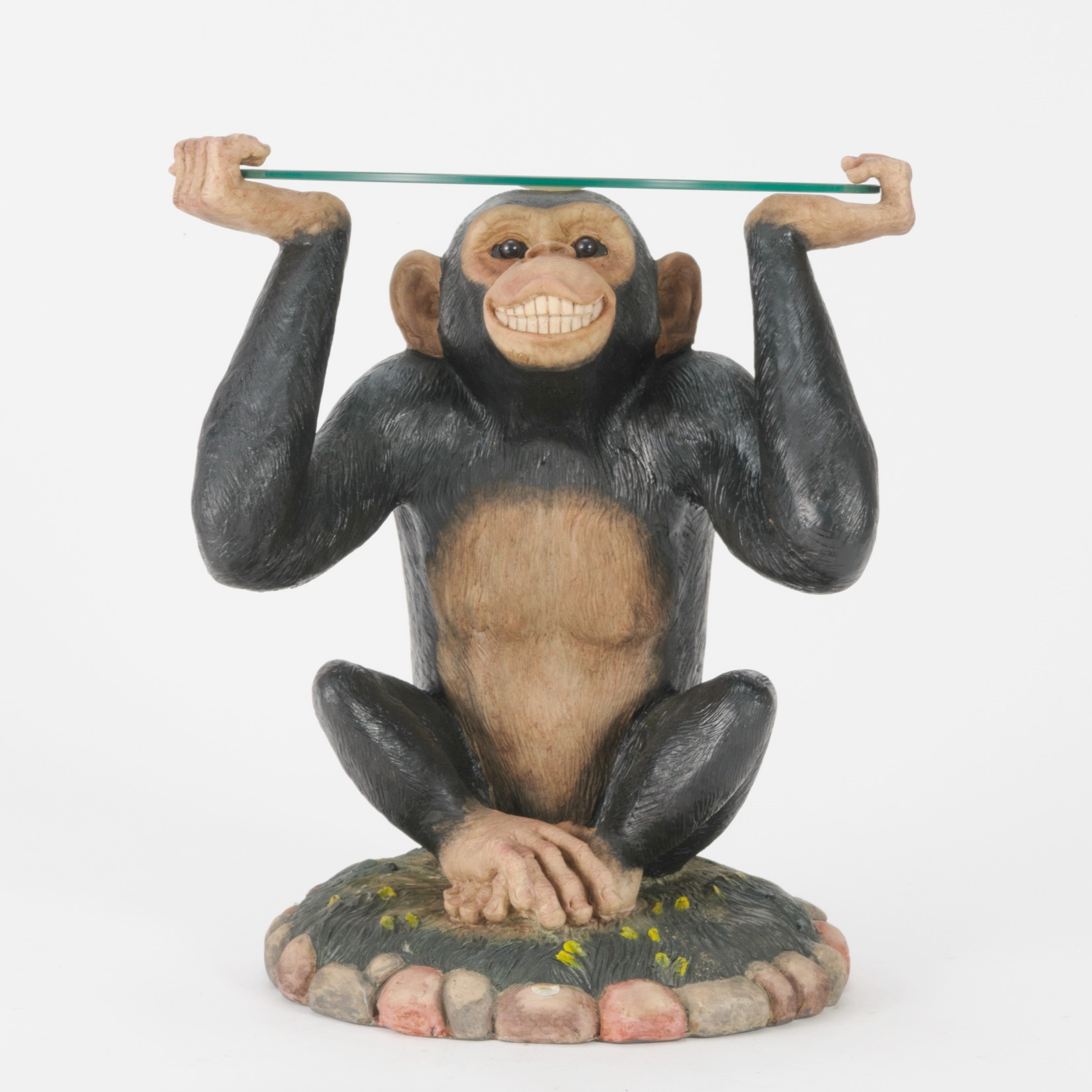 【中古】本物台湾で購入した陶器素材の大きい猿のオブジェ　サイズW45H53D45cm｜質カラーズ
