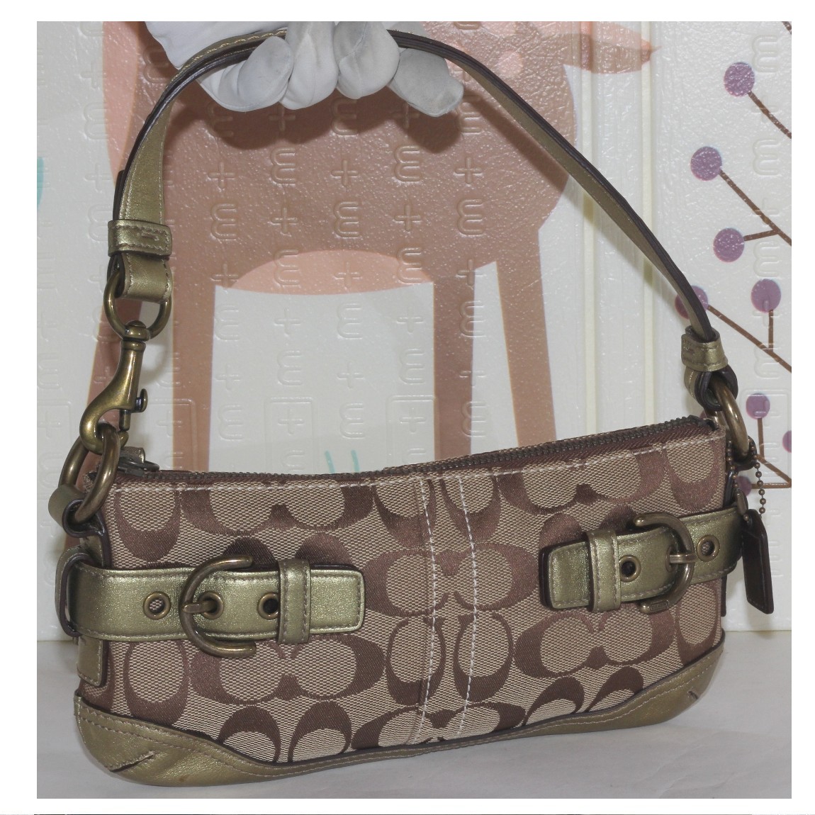 楽天市場】COACH(コーチ) チェック柄 アクセサリーポーチ 8935 赤系