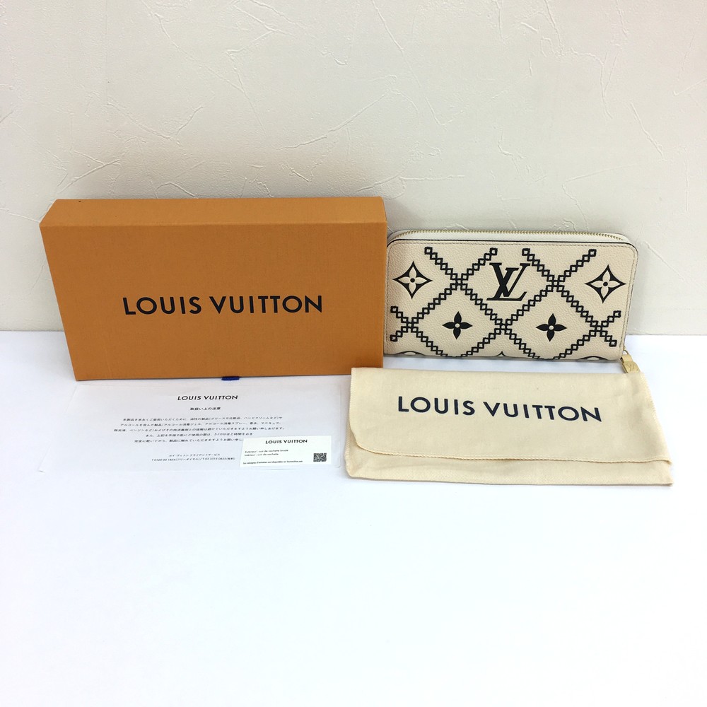 ●中古美品 LOUIS VUITTON ルイヴィトン M81141 モノグラム アンプラント ブロデリー ジッピーウォレット 財布 箱付き【沖縄県・離島配送不可】