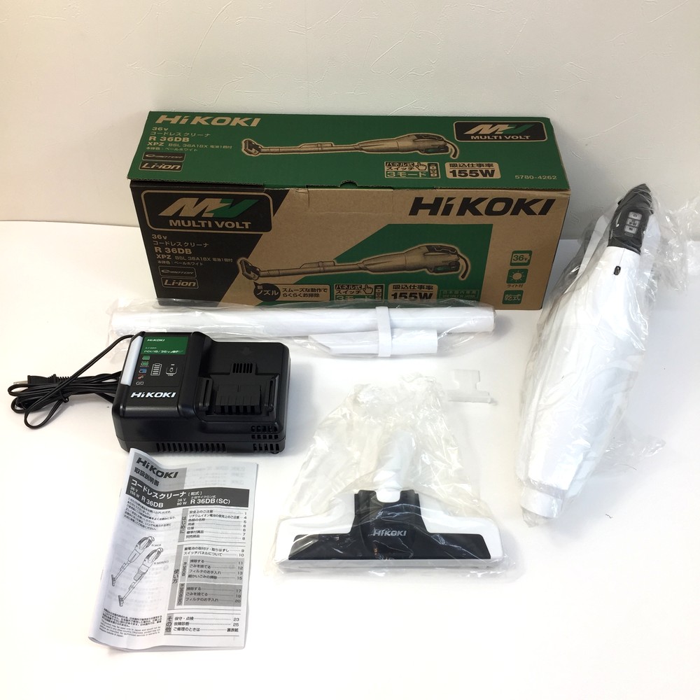 未当て嵌める品 HiKOKI ハイコーキ R36DB 36V コードレス掃き出す機  ペールホワイト 蓄電池1個・申し受ける器 紙風呂敷き包み不必要 【貨物輸送無料 ※沖縄県・離島送りとどける不可】