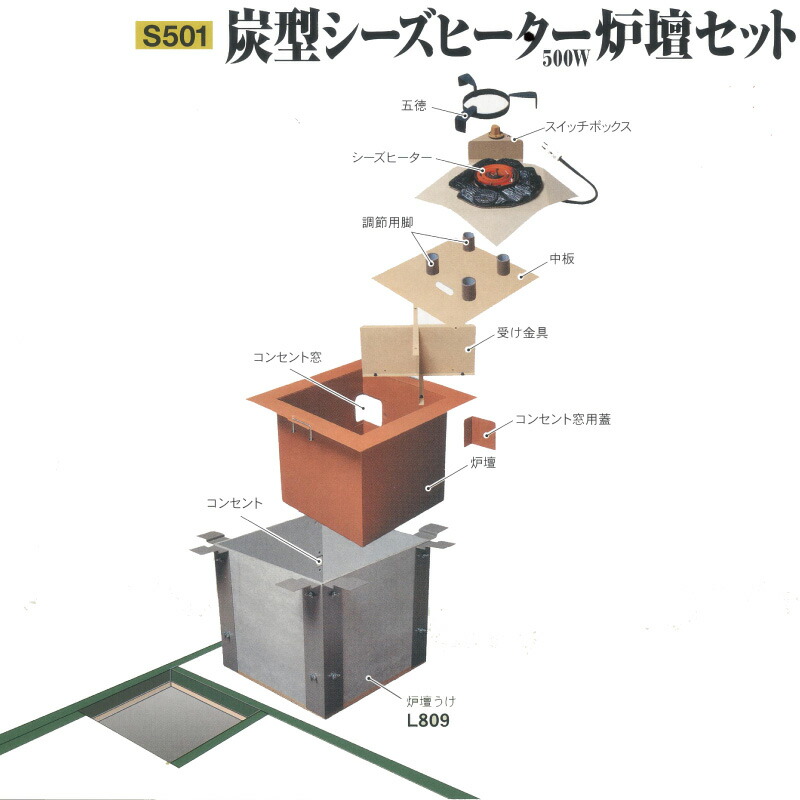 楽天市場】茶道具 L801 野々田式炉壇 サンアイ 電熱器 炭型