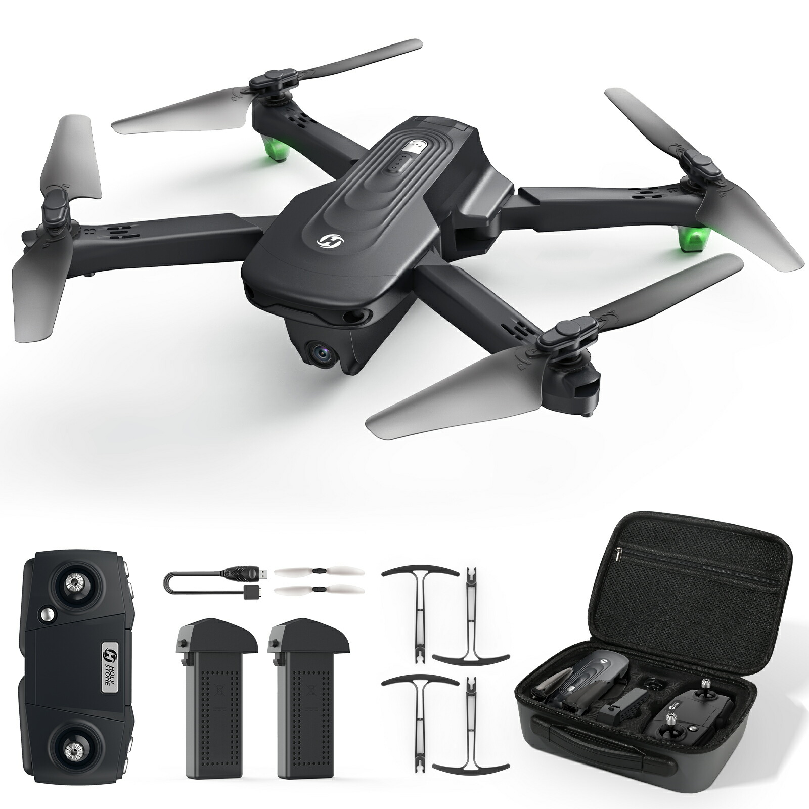 【20%OFFクーポン】Holy Stone ドローン GPS搭載 fpv 4Kカメラ付き 90°調整可能 自動追尾 フォローミー 200g未満 操作時間40分 折り畳み リターンモード 高度維持 ヘッドレスモード 誕生日 国内認証済 HS175B 大人 男の子  プレゼント 送料無料