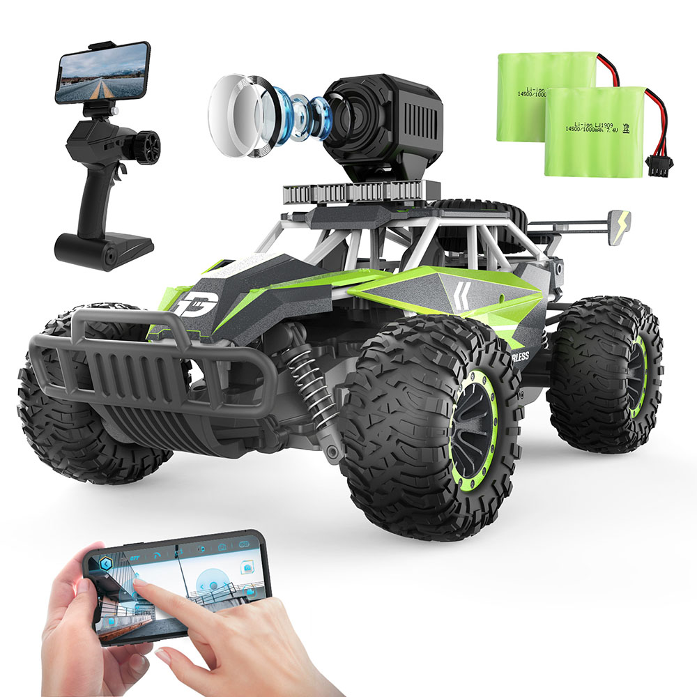 【20%OFFクーポン】DEERC おもちゃ ラジコン ラジコンカー カメラ付き RCカー 子供向け オフロード FPV リアルタイム 稼働時間60分 防振 耐衝撃 バッテリー2個付き 2.4GHz 車おもちゃ 男の子 大人 子供 小学生 中学生 入学 進学 贈り物 プレゼント DE65