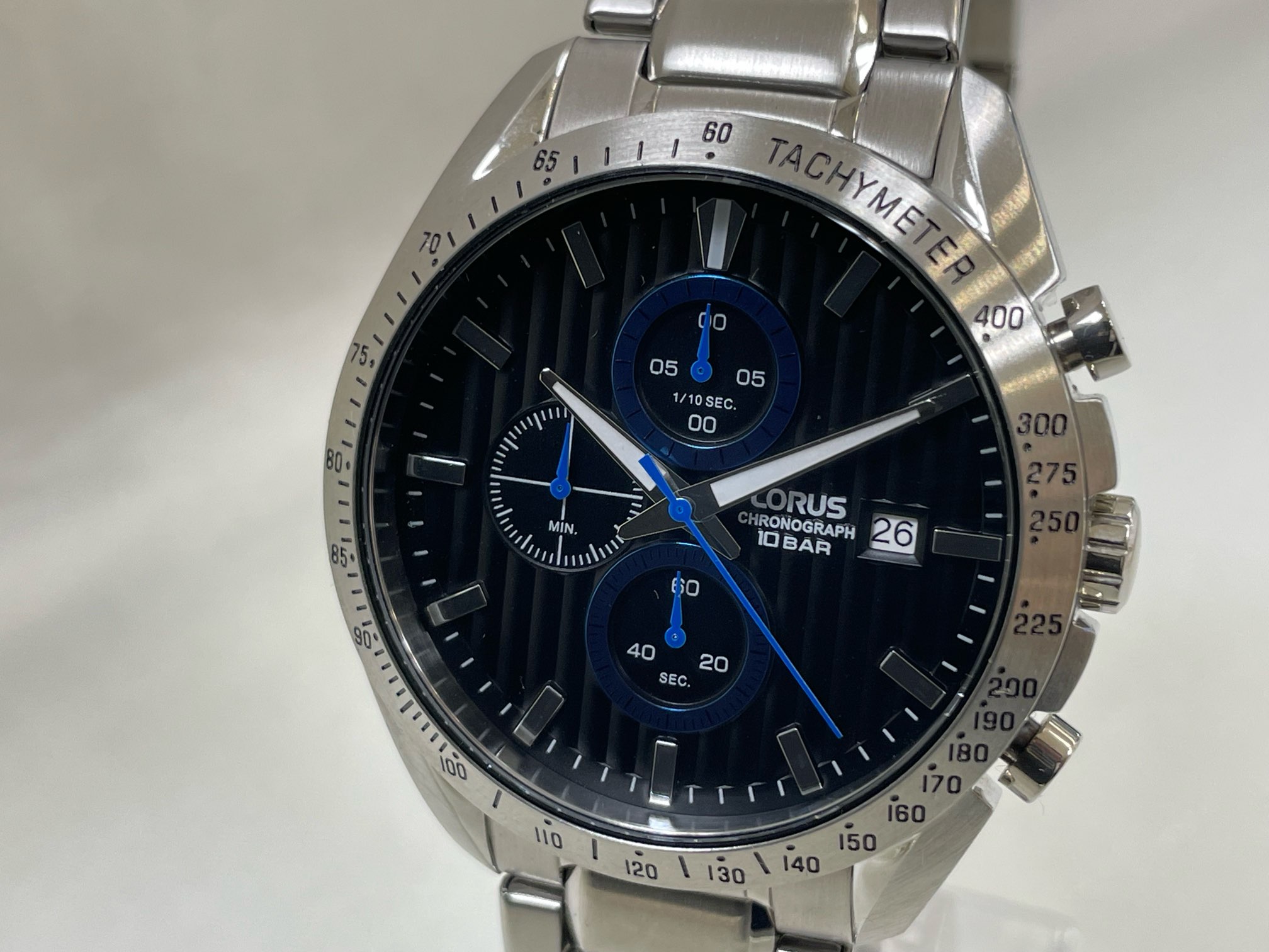 セイコーLORUS新品シンプルで視認性高いメンズ品のあるブルー50m防水 腕時計 SEIKO LORUS-RH927lX9セイコーLORUS 100m防水 全身黒塗オール