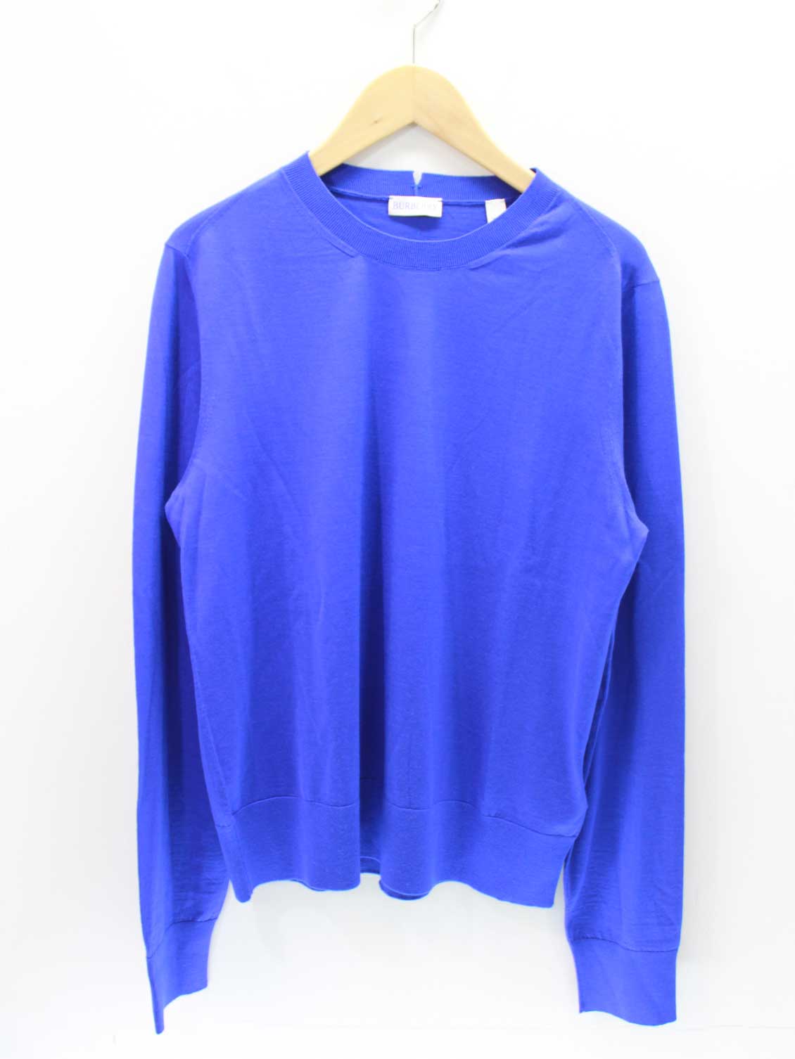 バーバリー クルーネックウールニット レディース S ブルー【中古】♪