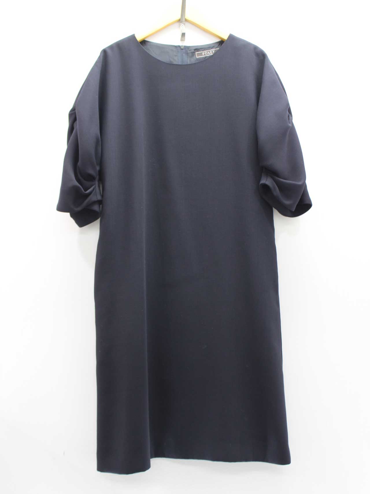 フォクシーブティック プリーツスリーブワンピース 38 ネイビー レディース 【中古】【新入荷】★