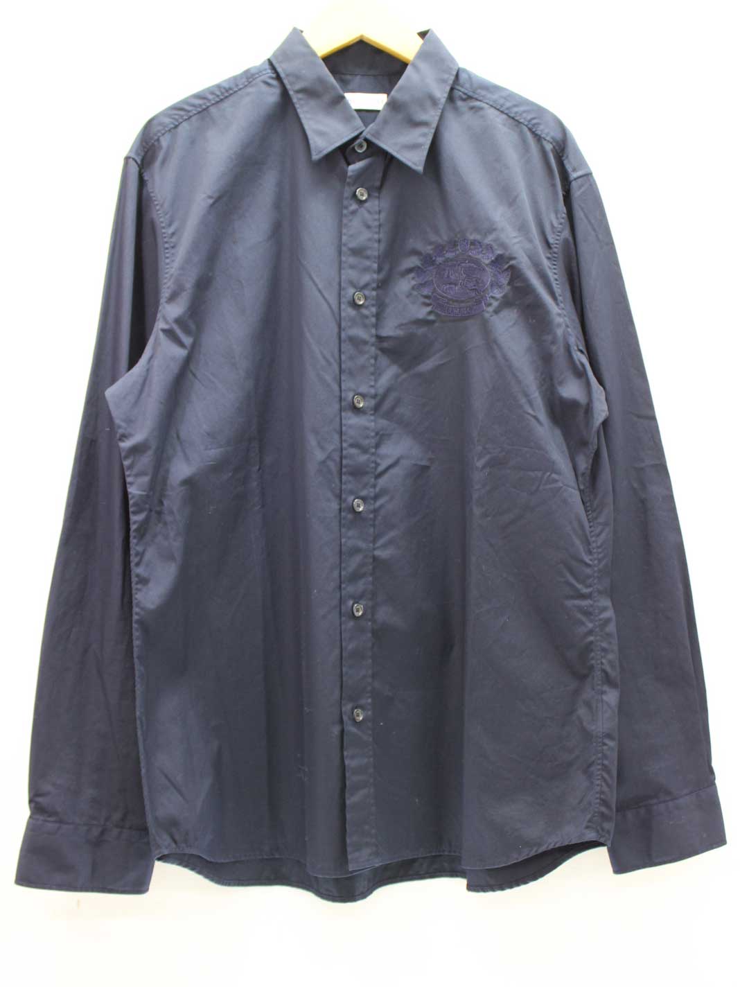 バーバリー Equestrian Knight シャツ メンズ L ネイビー【中古】★