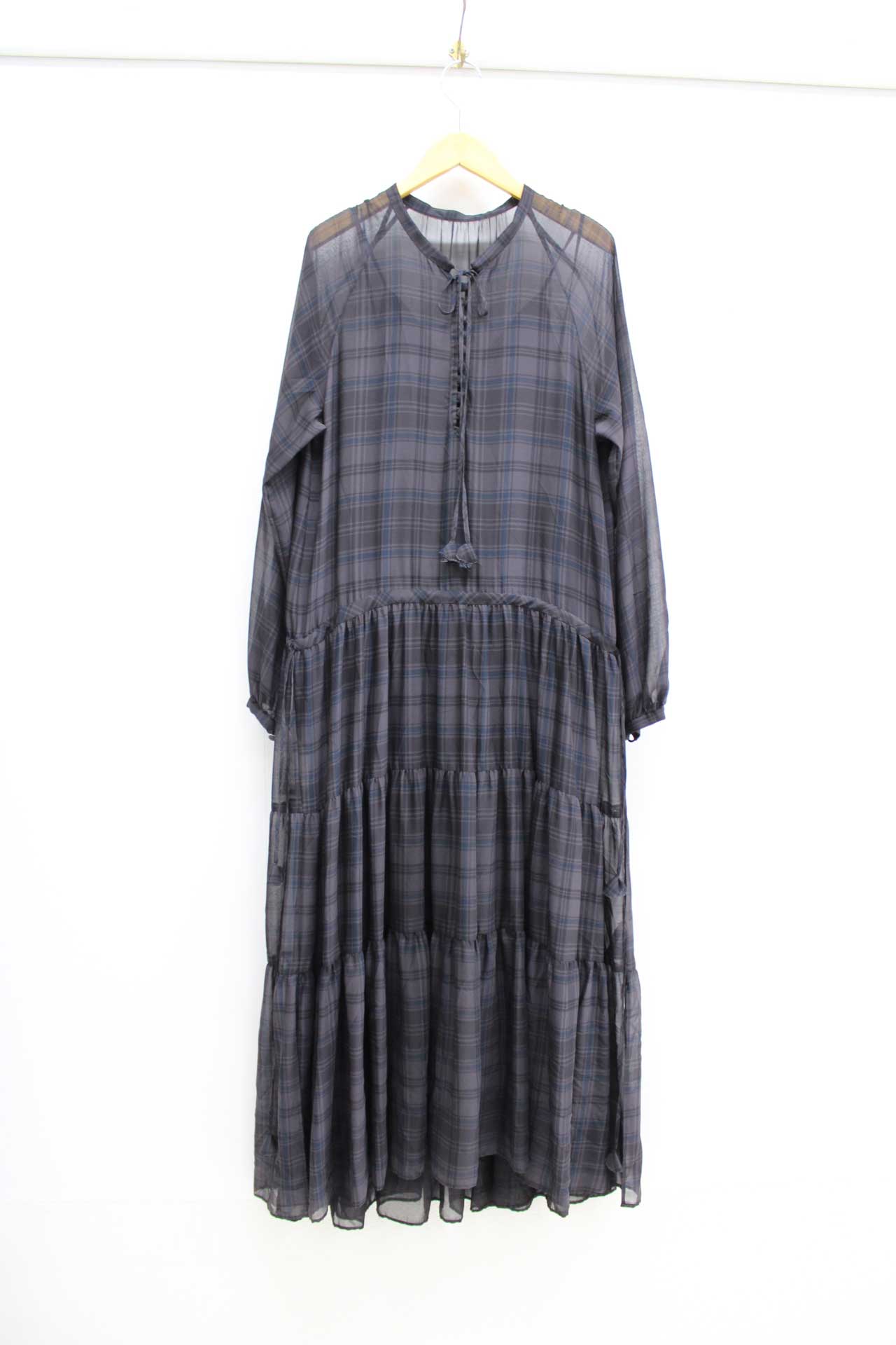 アルディーノアール シースルーチェックロングワンピース 38 レディース うす暗い赤銅色【中古】★