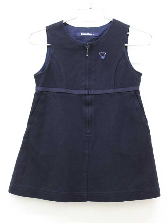 familiar ネイビー フリル袖 ジャンバースカート 90cm familiar ネイビー フリル袖 ジャンバースカート 90cm