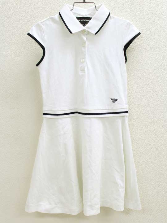 夏物 新入荷 エンポリオアルマーニ Emporio Armani 130cm 半袖ポロワンピース 白 中古 子供服 キッズ Kids 女の子 夏 5512 Arganita Tn