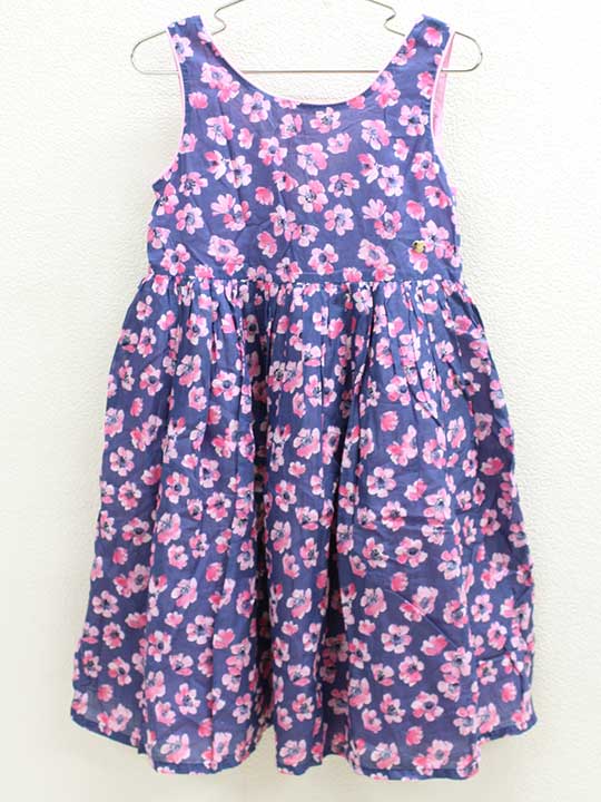 夏物 新入荷 アルマーニ ジュニア Armani Junior 130cm ノースリーブワンピース 青 ピンク花柄 中古 子供服 キッズ Kids 女の子 夏 5512 Francophile Dk