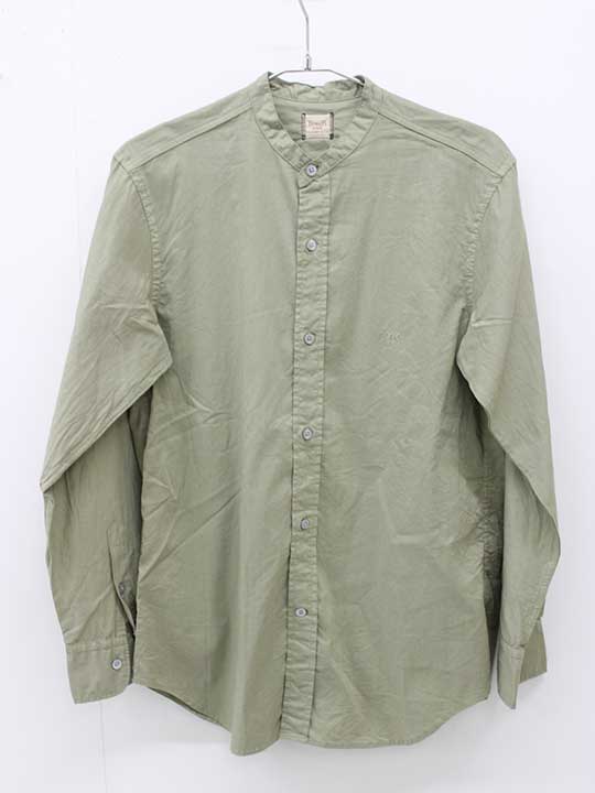 ヤヌーク 長袖チェック柄シャツ ライトグリーン メンズM【中古】▽