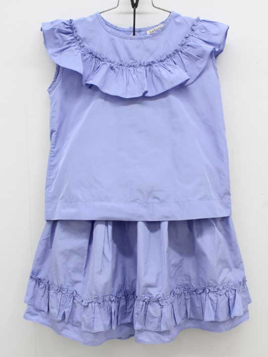 キャラメル ノースリーブブラウス×スカートセット 128cm キッズ 女児 ブルー【中古】≪