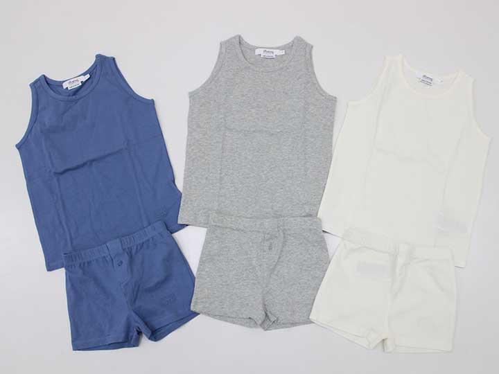 【新規SALE!】ボンポワン タンクトップ＆ボクサーパンツ6点set 95cm位（T1）キッズ 男児 青＆グレー＆白【新品 未使用品】【ネット限定】≪｜セカンズ＆キッズセカンズ