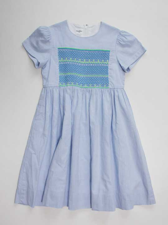 全国宅配無料 水色 白 半袖ワンピース Sale ファミリア Familiar 1cm ストライプ 夏 女の子 Kids キッズ Used 子供服 スモッグ刺繍 中古 uypxsjbamj Elmesaly Com