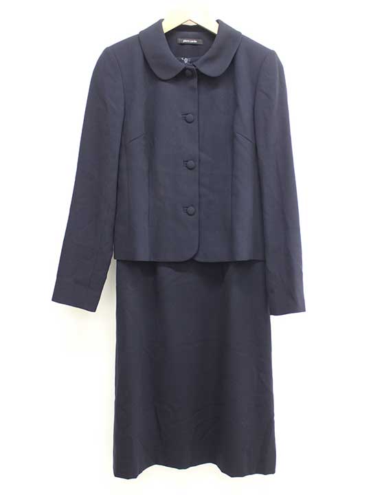 【値下げ】ピエールカルダン アンサンブルスーツ 38 レディース ダークネイビー/濃紺【中古】 †