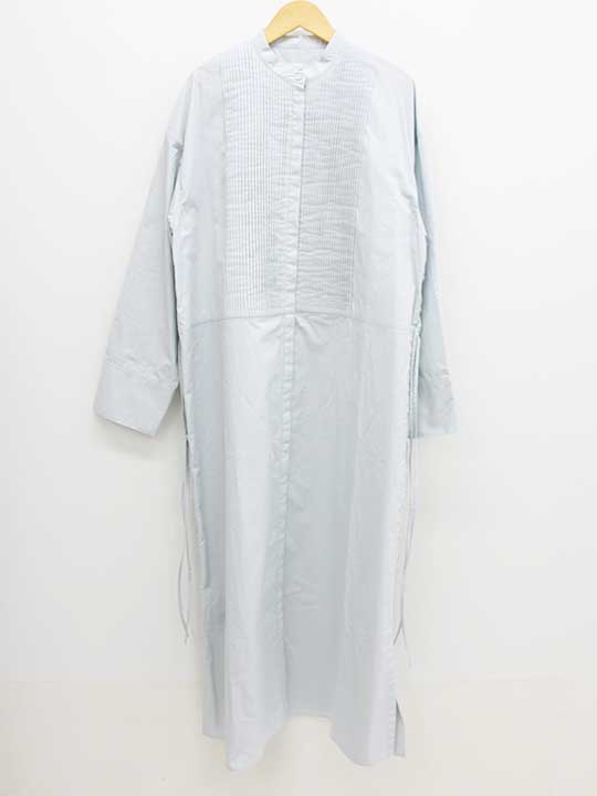 【耳あたらしい切り詰め】HER. ハー ピンタックロングシャツワンピース F レディース ともし火青み【新品 未当て嵌める品】 †