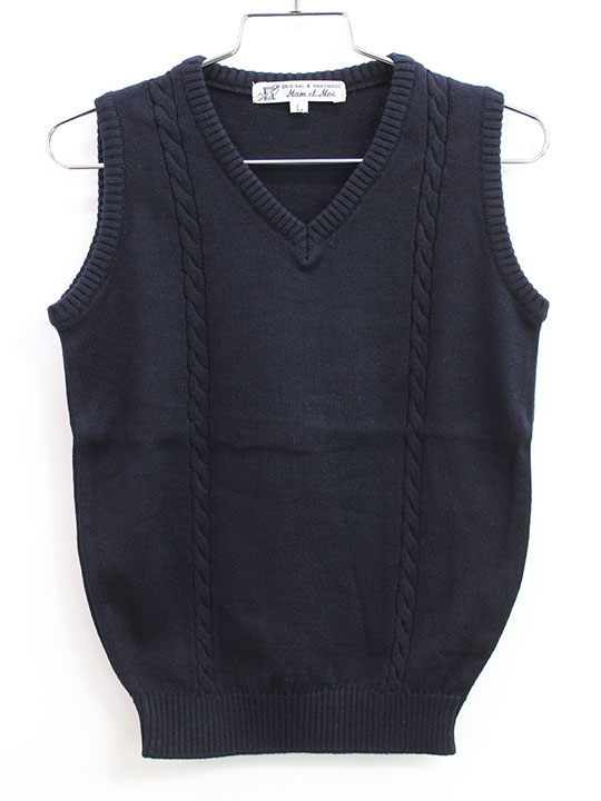 美品♡ファミリア　ネイビー×シャンブレー　ベスト　90 美品♡ファミリア ネイビー×シャンブレー ベスト 90