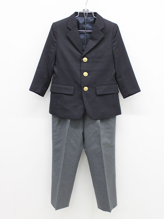 ドレッサージュ スーツ 110cm キッズ 男児 濃紺×グレー 入学【中古】▲