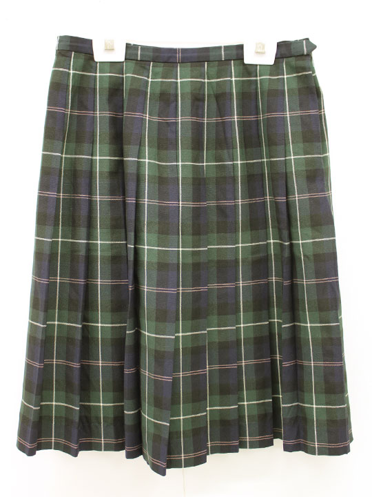 イーストボーイ プリーツスカート 13号 キッズ 女児 緑×濃紺系 卒業【中古】▲