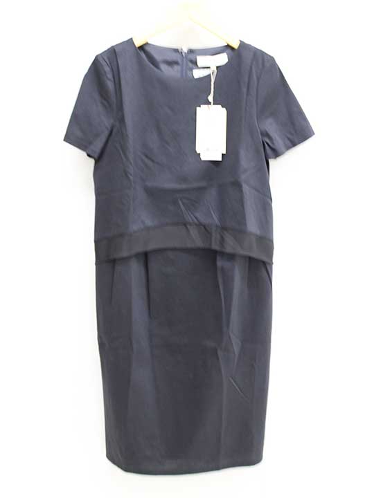 【値下げ】自由区 ウエストチュールワンピース 32 レディース ダークネイビー【新品 未使用品】〓
