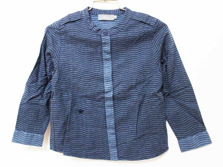 ディオール 長袖ノーカラーシャツ 95cm キッズ 男児 紺×ブルー【中古】★