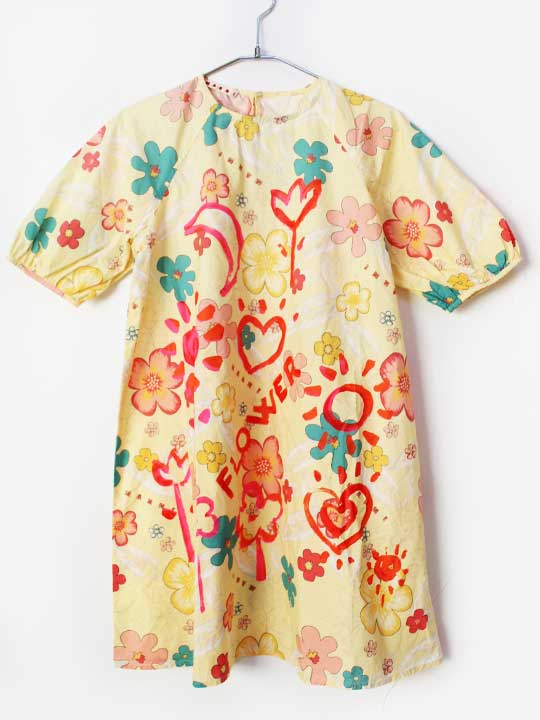 【SALE!】マルニ 半袖ワンピース 150cm キッズ 女児 黄色&times;マルチカラー【中古】★｜セカンズ＆キッズセカンズ