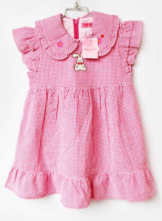 チエコサク 半袖衣裳 100糎 キッズ 御嬢さん サクラ色×白【新品 未当てはめる品】★