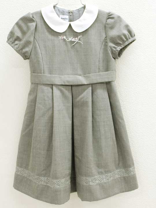 高い素材 ファミリア Familiar 110cm 半袖ワンピース グレー フォーマル 入学式 卒園式 お受験 面接 見学会 説明会 お稽古 お教室 通塾 通園 スクール 冠婚葬祭 中古 Used 子供服 キッズ Kids 女の子 w 超歓迎 Www Qallwahotels Com