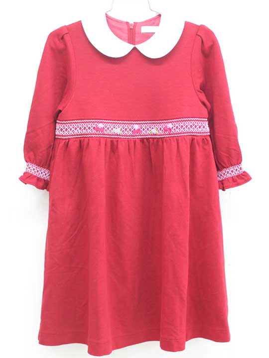 ミキハウス 7分袖衣装 120糎  キッズ お嬢さん 赤 卒【中古】■ キッズファッション-ワンピース-キッズ・ベビー・マタニティ