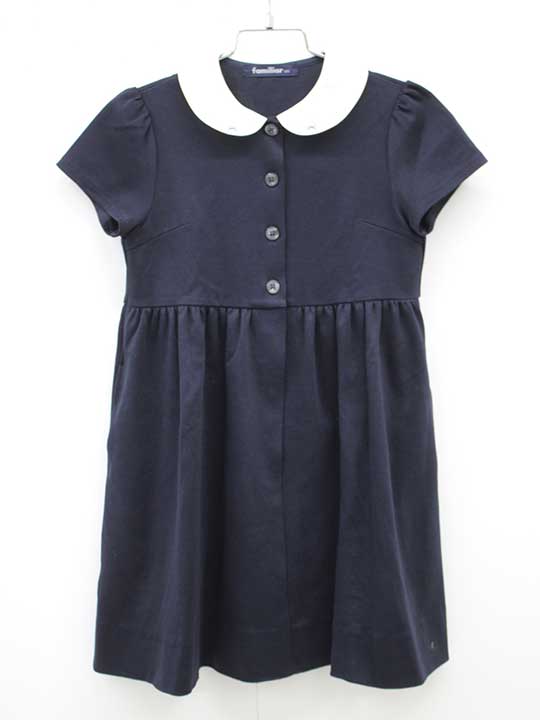 ファミリア 半袖ワンピース 120cm キッズ 女児 濃紺 お受験 お稽古【中古】■