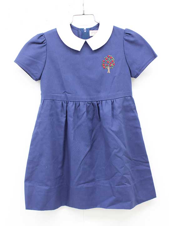 アトリエアキヤマ 半袖ワンピース 110cm キッズ 女児 濃紺 お受験 お稽古【中古】■