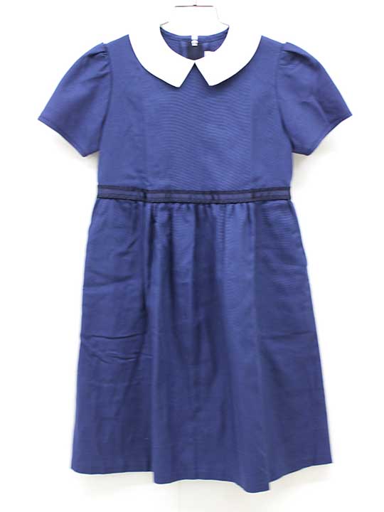 アトリエアキヤマ 半袖ワンピース 120cm キッズ 女児 濃紺 お受験 お稽古【中古】■