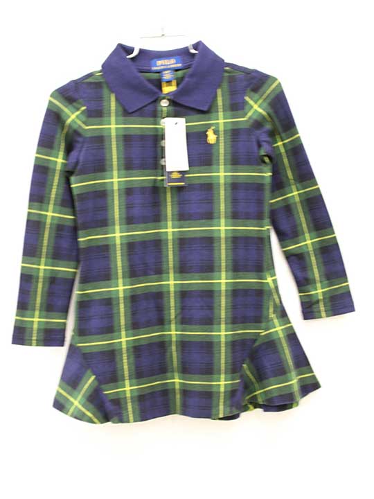 ファミリア 長袖ワンピース 100cm キッズ 女児 濃紺×緑 【新品 未使用品】■