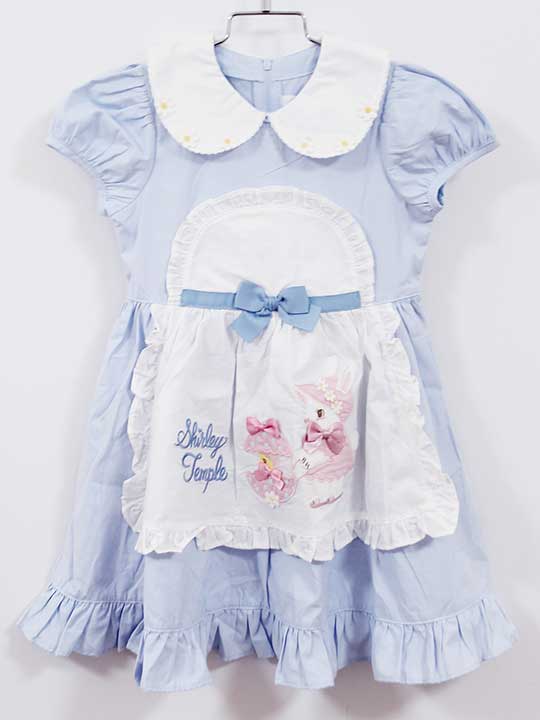 シャーリーテンプル 半袖ワンピース 110cm キッズ 女児 白×ブルー【中古】【新入荷!】‡