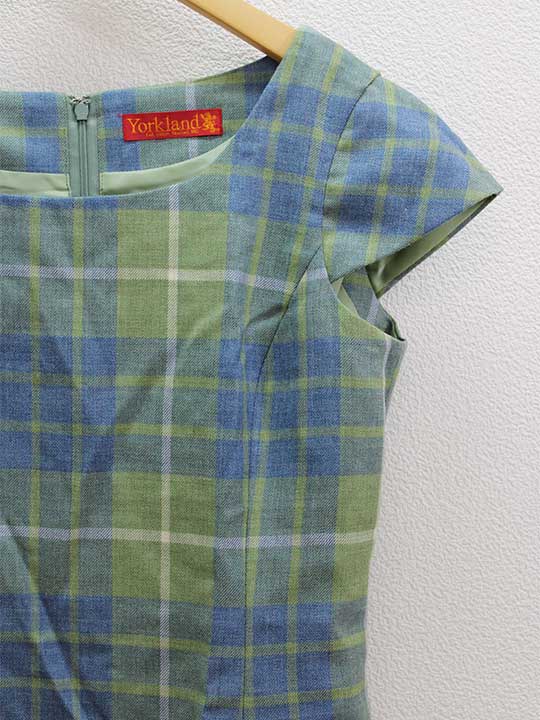 楽天市場 楽天スーパーsale Yorkland ヨークランド ウールチェックワンピース フレア バックジップ 半袖 ブルー グリーン 青 緑 レディース 11ar 中古 春夏秋冬 7202 セカンズ キッズセカンズ