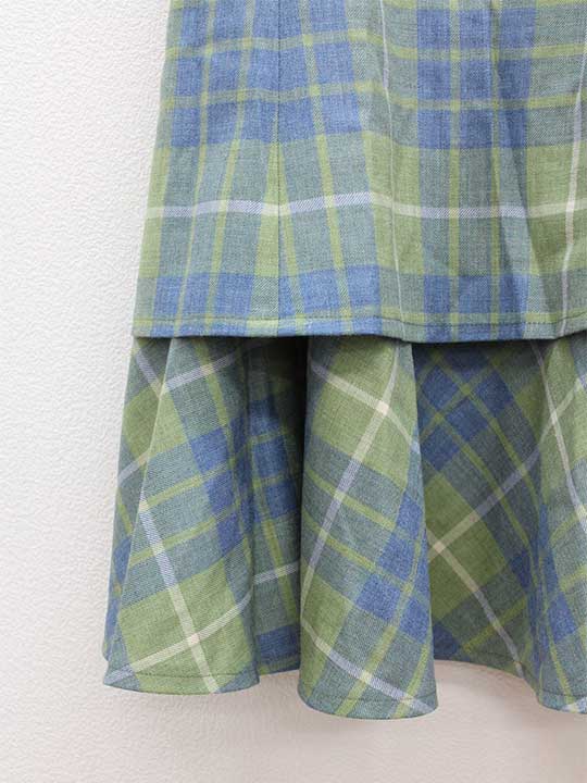 楽天市場 楽天スーパーsale Yorkland ヨークランド ウールチェックワンピース フレア バックジップ 半袖 ブルー グリーン 青 緑 レディース 11ar 中古 春夏秋冬 7202 セカンズ キッズセカンズ