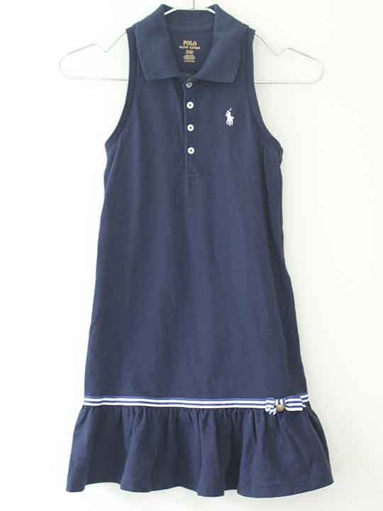 楽天市場】古着 ポロラルフローレン ノースリーブ ワンピース L 12-14