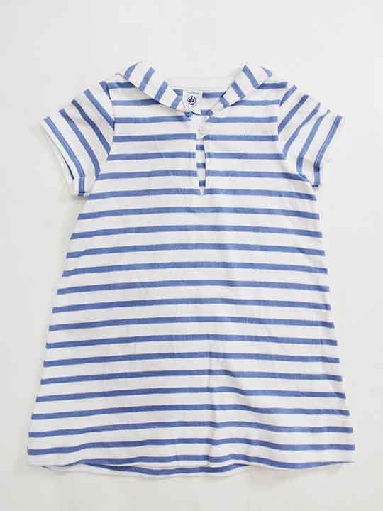 プチバトー Petit Bateau 86cm 24m 半袖ワンピース 白 青 ボーダー 中古 子供服 キッズ Kids ベビー服 Baby 女の子 夏 人気ブランド新作豊富