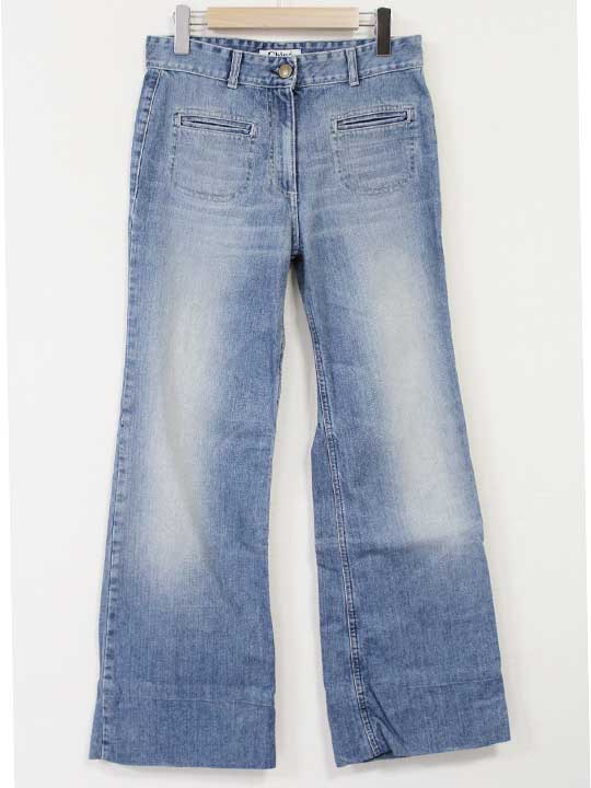 【SALE】クロエ ダメージ加工インディゴデニムパンツ レディース T38 インディゴ【中古】 ☆|セカンズ&キッズセカンズ