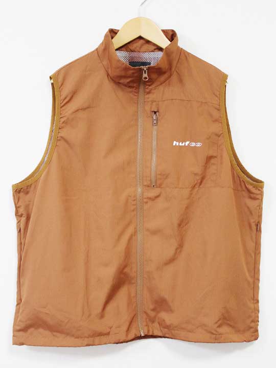HUF ナイロンベスト レディース S オレンジ【中古】 ☆