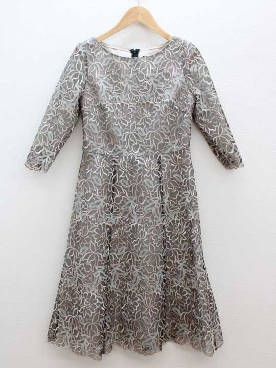 公式の ワンピース 0 中古 レディース 茶色 ベージュ ブラウン ベージュ Jillstuart ジルスチュアート 19年製 アメリレースワンピース 七分袖 ミモレ丈 古着 Used 夏 Kramersapartment Com