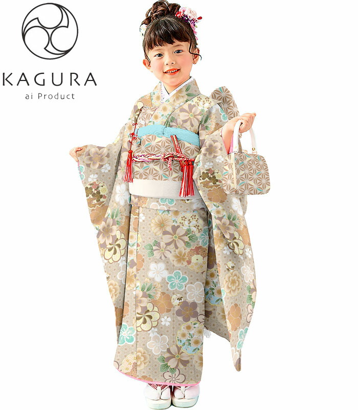 楽天市場】七五三 753 着物 7歳 女の子 着物フルセット 桜に牡丹 山吹