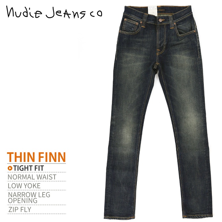 【返品＆サイズ交換無料】■Nudie Jeans ヌーディージーンズ メンズ■オーガニックコットン スリムフィット ジーンズ デニム パンツ【THIN FINN シンフィン WORNIN PEPPER】【W27・28】【L32】【ダークインディゴ】ndj-m-p-83-069 《メーカー希望小売価格26,400円》