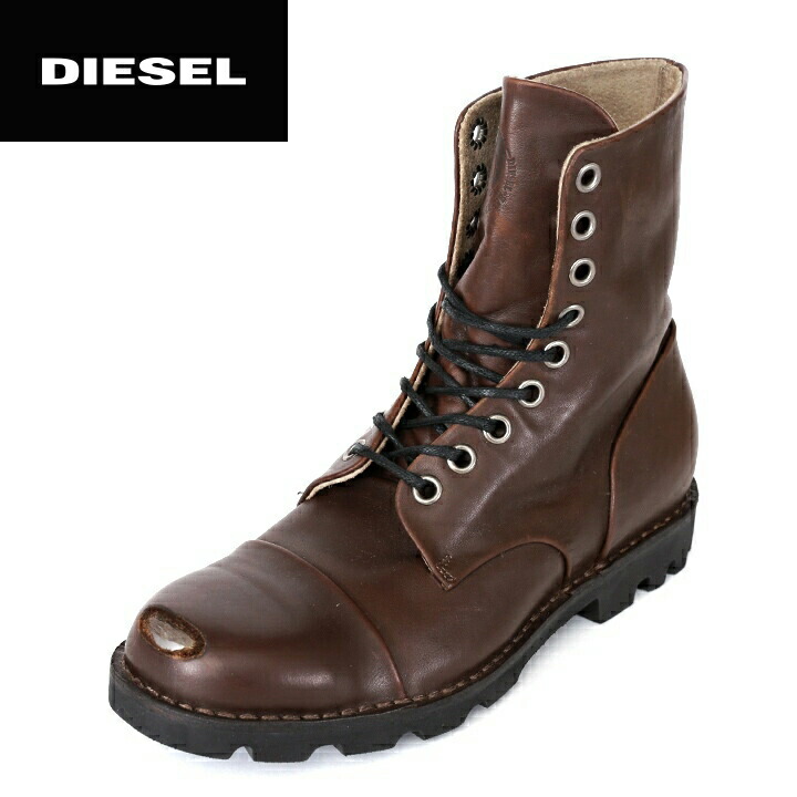 100 安い ダメージ加工 レースアップ メンズ 本革 ディーゼル Diesel レザーブーツ メーカー希望小売価格48 400円 靴 Steel 日本サイズ26 5 ブラウン Die M K 98 4 エンジニアブーツ ロングブーツ Die M K 98 4 Quintalafrancisca Com