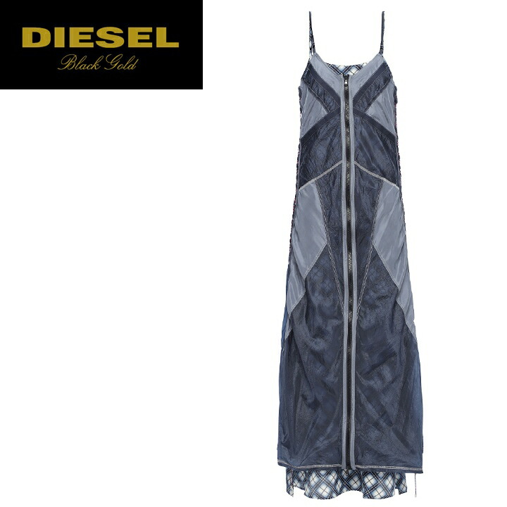 人気ブランド Diesel Black Gold ディーゼル ブラックゴールド レディース インナーキャミワンピ付き シルク切替 ロング丈 マキシ丈 キャミソールワンピース Danaus J サイズ36 ブルー系 Die L T B4 513 メーカー希望小売価格9 000円 キイロヤ