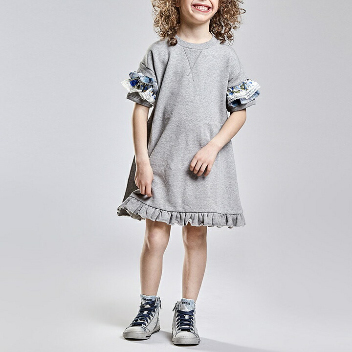 Diesel Kid ディーゼルキッズ ジュニア ガール ティアードフリル装飾 ゆったり オーバーサイズ 子ども服 女の子 半袖スウェットワンピース Della Size14 16 グレー Dik L T B4 418 メーカー希望小売価格 680円 Csecully Fr